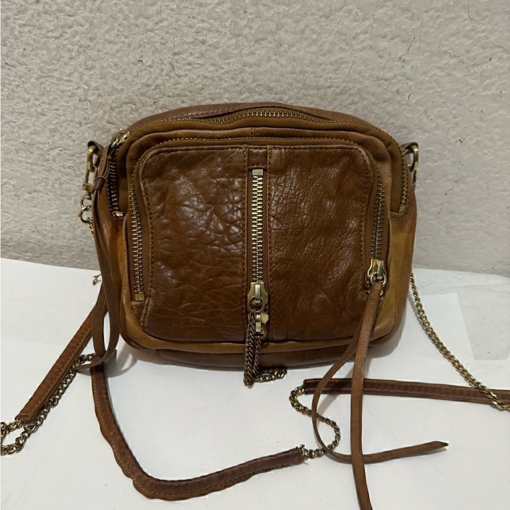 Anthropologie Kelsi Dagger Brown Crossbody Purse chain strap
